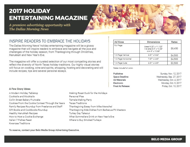 Holiday Entertaining Magazine_One Pager